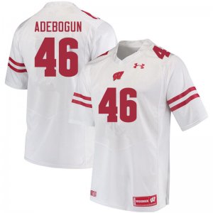 Men's Wisconsin Badgers NCAA #46 Ayo Adebogun White Authentic Under Armour Stitched College Football Jersey AM31S68RI